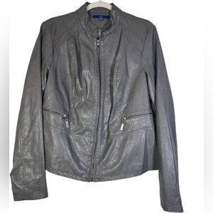 APT.9 Faux Leather Moto Jacket | Women’s XL | Pewter‎ Gray